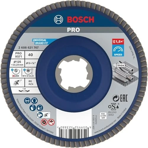 Bosch Professional X-LOCK X571 Best for Metal Fächerschleifscheibe gekröpft K40, 125x22.23mm, 1 Stück
