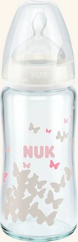 NUK First Choice Glas-Trinkflasche Silikon, 0+M, 240ml