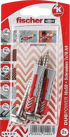 fischer DuoPower 10x50 S R K Schrauben/Dübel-Sortiment, 2 Stück