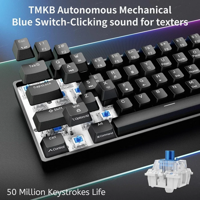 Dierya DK61SE, 60%, schwarz, LEDs grün, BLUE Switches, USB, US