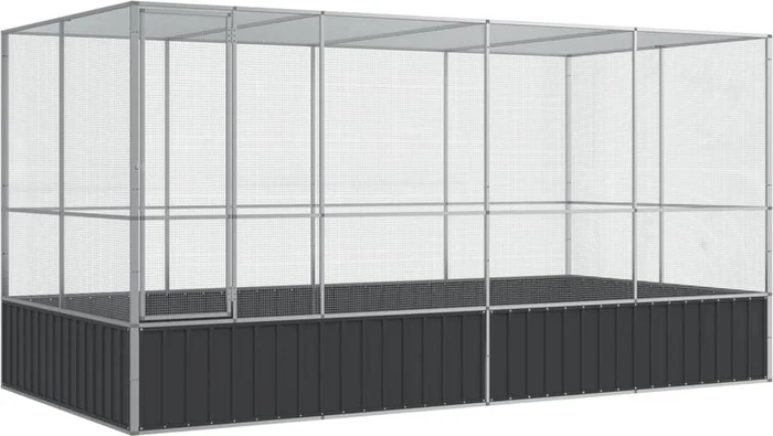 vidaXL Voliere, silber/grau, 418x212x207cm
