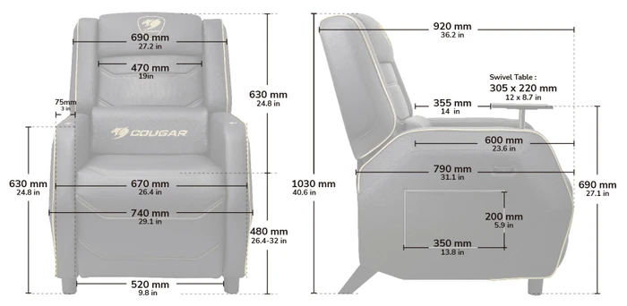 Cougar Ranger Pro Royal Gaming-Sofa, schwarz/gold
