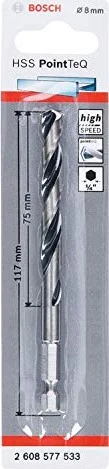 Bosch Professional HSS PointTeQ Spiralbohrer, 8x75x117mm, 1 Stück