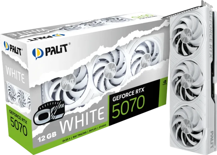 Palit GeForce RTX 5070 White OC, 12GB GDDR7, HDMI, 3x DP