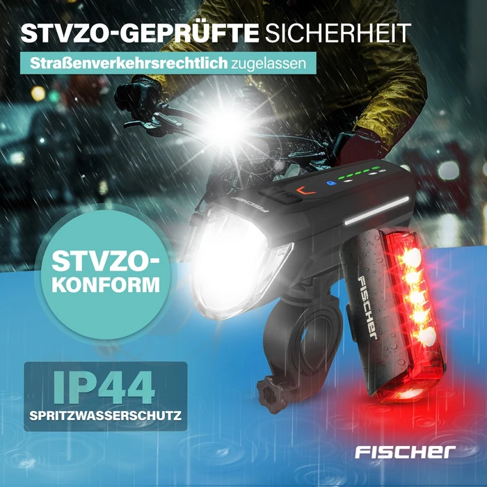 Fischer Twin Stop 180 Lux Beleuchtungsset schwarz