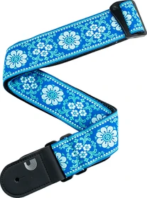 D'Addario Peace & Love Woven Guitar Strap Blue and White