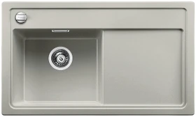 Blanco Zenar 45 S Becken links mit Ablauffernbedienung perlgrau inkl. Glasschneidebrett