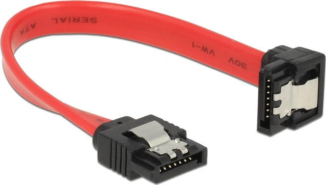 DeLOCK SATA 6Gb/s Kabel rot 0.1m, unten gewinkelt