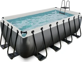 Exit Toys Black Leather Frame Pool mit Filterpumpe rechteckig 400x200x122cm