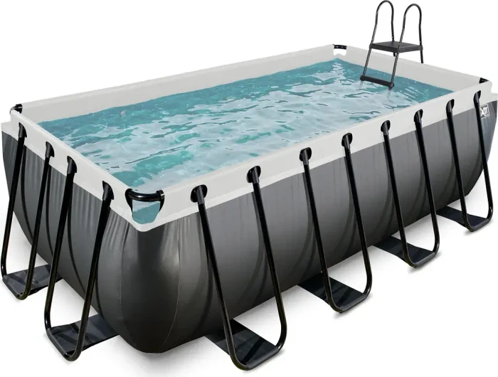 Exit Toys Black Leather Frame Pool mit Filterpumpe rechteckig 400x200x122cm