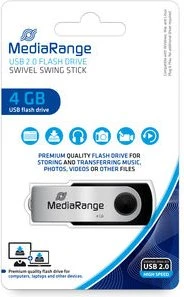 MediaRange USB Flexi-Drive 4GB schwarz/silber, USB-A, USB 2.0