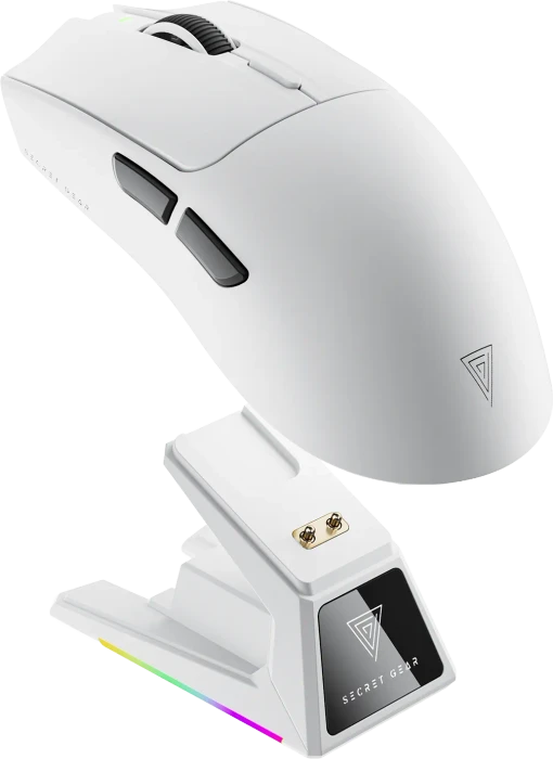 Secret Gear ZX1 8K Lightweight Wireless Gaming Mouse mit Ladestation, weiß, USB/Bluetooth