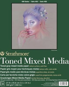 Strathmore 400 Series Toned Mixed Media Zeichenblock, 280x356mm, glatt, braun, 15 Blatt