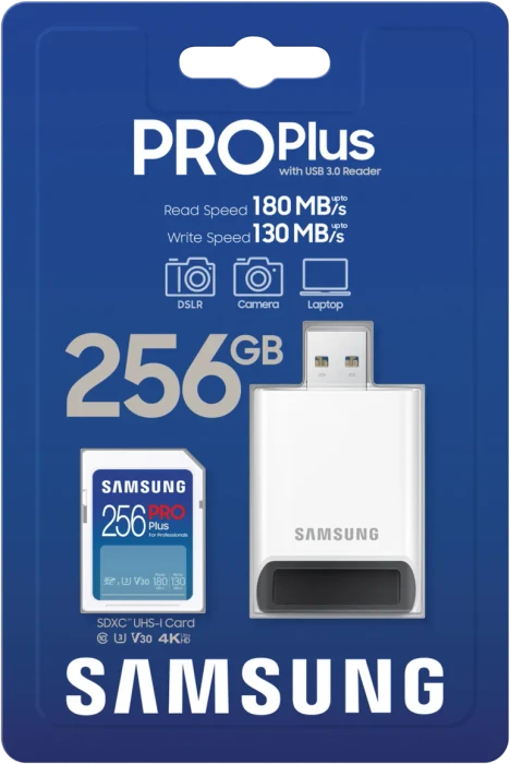 Samsung PRO Plus for Professionals R180/W130 256GB USB-Kit, UHS-I U3, Class 10