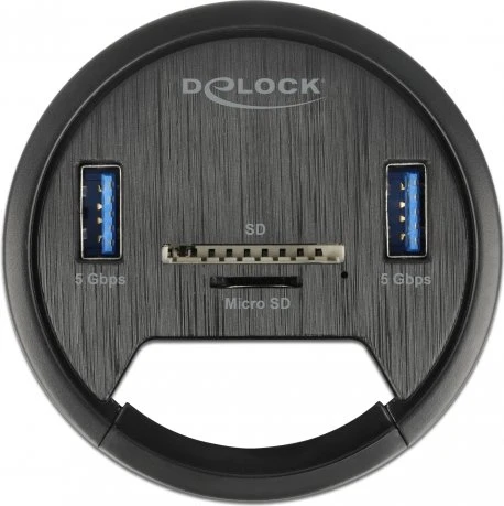 DeLOCK Tisch-Hub, 2x USB-A 3.0, Cardreader, USB-A 3.0 [Stecker]
