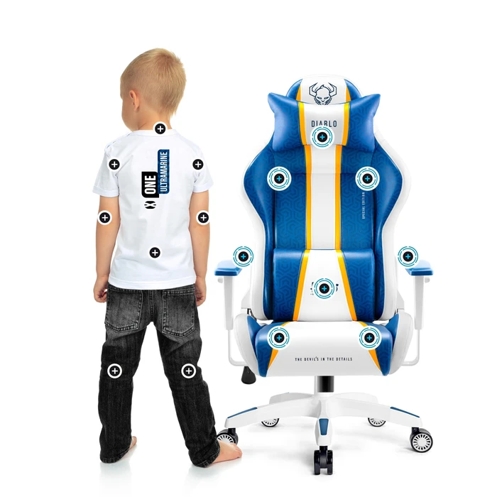 Diablo Chairs X-One 2.0 Kido Kinder-Gamingstuhl, Aqua Blue, blau/weiß
