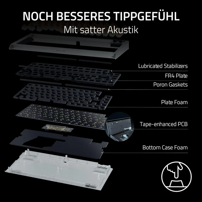 Razer BlackWidow V4 75%, Phantom White Edition, hot-swap, Razer ORANGE Tactile Gen-3, USB, US