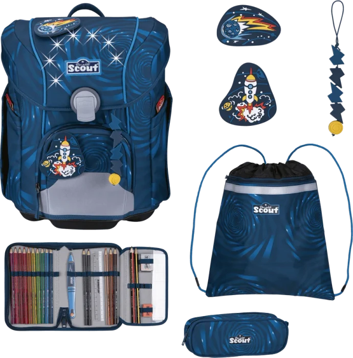Scout Micro Exklusiv LED Rocket Rider Schultaschen-Set, 4-tlg.