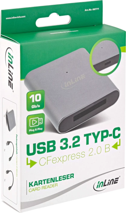 InLine CFexpress 2.0 Type B Single-Slot-Cardreader, USB-C 3.1 [Buchse]