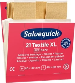 Cederroth Salvequick 21 Textile XL REF 6470 Pflasterstrips Nachfüllpack 2 Größen, 126 Stück (6x 21 Stück)