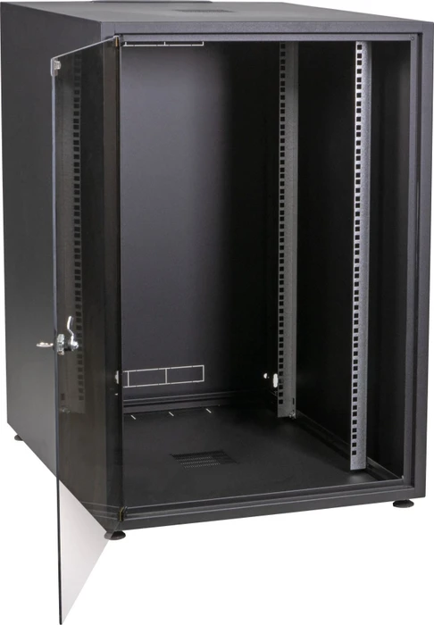 EFB Elektronik OFFICE 19" Netzwerkschrank 18HE, vormontiert, eigenbelüftet, Sicherheitsglastür, IP20, RAL 9005, 800mm tief