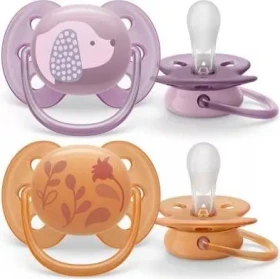 Philips Avent SCF091/18 ultra soft Beruhigungsschnuller, 6-18M, Silikon, hund/blume, 2 Stück