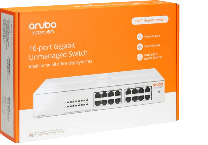 HPE Aruba Instant On 1430 Desktop Gigabit Switch, 16x RJ-45