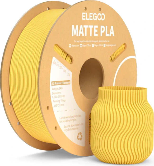 Elegoo PLA Matte, Sunshine Yellow, Spule, 1.75mm, 1.00kg