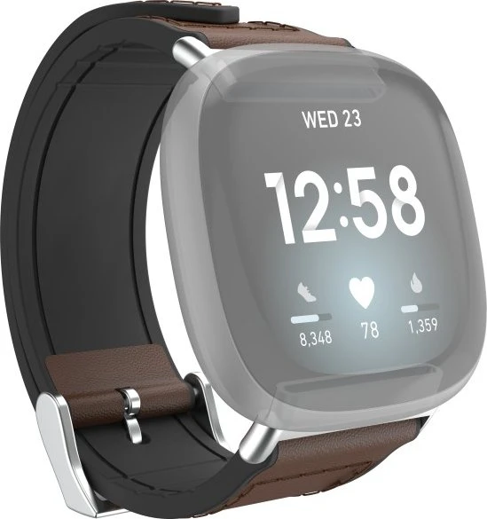 Hama Ersatzarmband Leder/Silikon 22mm für Fitbit Versa 3/Sense braun