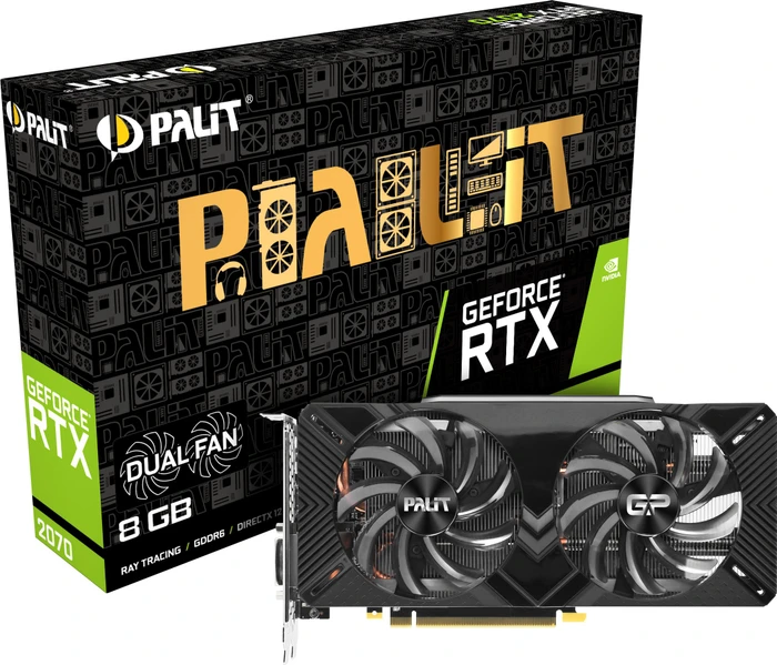 Palit GeForce RTX 2070 Dual V1, 8GB GDDR6, DVI, HDMI, 3x DP