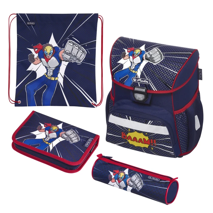 Herlitz Loop Plus Comic Hero Schultaschen-Set, 4-tlg.