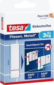 tesa Powerstrips Klebestreifen Fliese/Metall weiß, 6 Stück