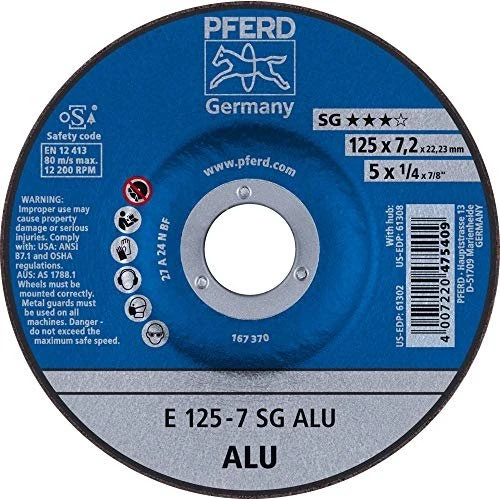 Pferd E 125-7 SG ALU Schleifscheibe, 125x7.2x22.23mm, 10 Stück