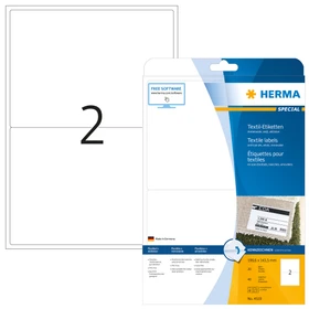 Herma Namensetiketten Acetatseide, 199.6x143.5mm, ablösbar, weiß, 20 Blatt (40 Etiketten)