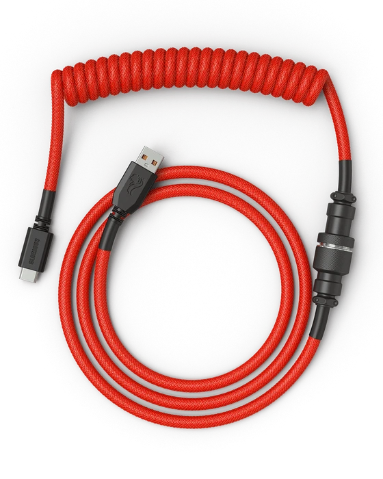 Glorious Coiled Cable USB-C auf USB-A, Tastaturkabel (Spiral-Textilkabel), 1.37m, Crimson Red