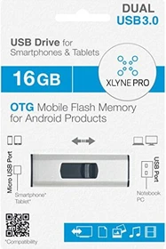 Xlyne OTG Retractable Dual Key 16GB, USB-A + USB Micro-B, USB 3.2 Gen 1×1, USB 2.0