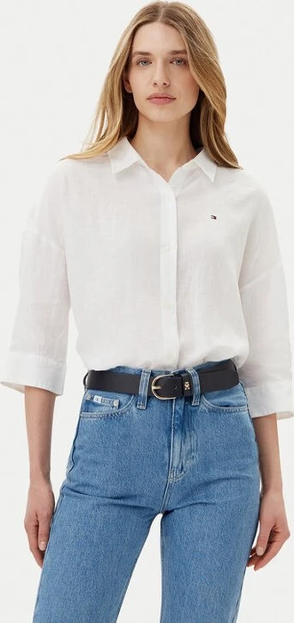 Tommy Hilfiger Relaxed Fit Leinen Hemd langarm optic white (Damen)