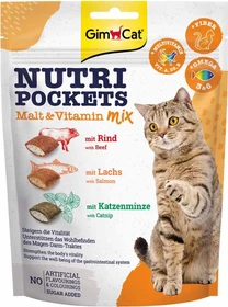 Gimborn GimCat Nutri Pockets - Malz-Vitamin MIX Katzenminze/Rind/Lachs, 1.50kg (10x 150g)