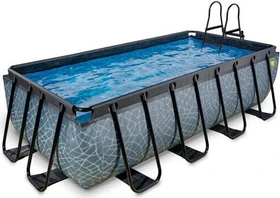 Exit Toys Stone Frame Pool mit Sandfilterpumpe rechteckig 400x200x100cm