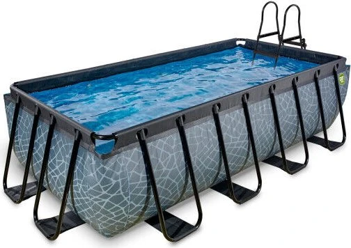 Exit Toys Stone Frame Pool mit Sandfilterpumpe rechteckig 400x200x100cm