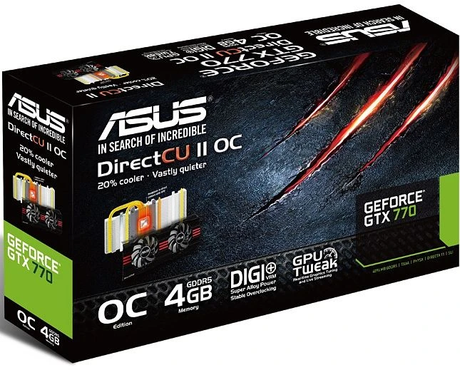 ASUS GeForce GTX 770 DirectCU II OC, GTX770-DC2OC-4GD5, 4GB GDDR5, 2x DVI, HDMI, DP