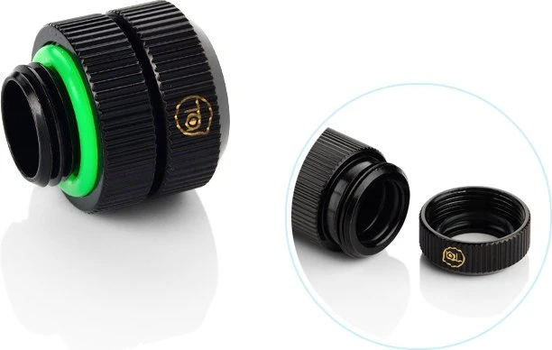 Bitspower Touchaqua Link Adapter Female G1/4", 16-22mm verstellbar, Glorious Black, 2er-Pack