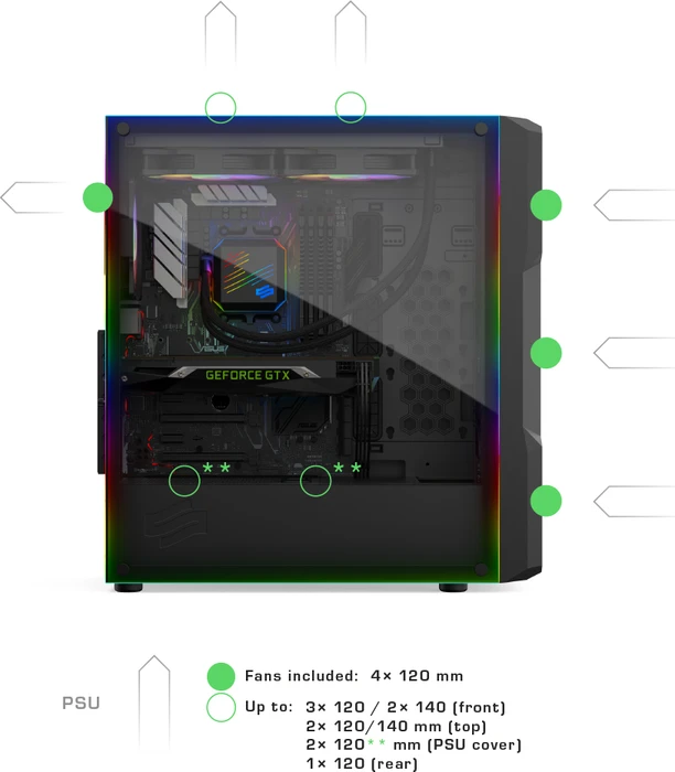 Endorfy SilentiumPC Astrum AT6V Evo TG ARGB, Glasfenster
