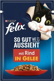 Purina Felix So gut wie es aussieht mit Rind in Gelee, 85g