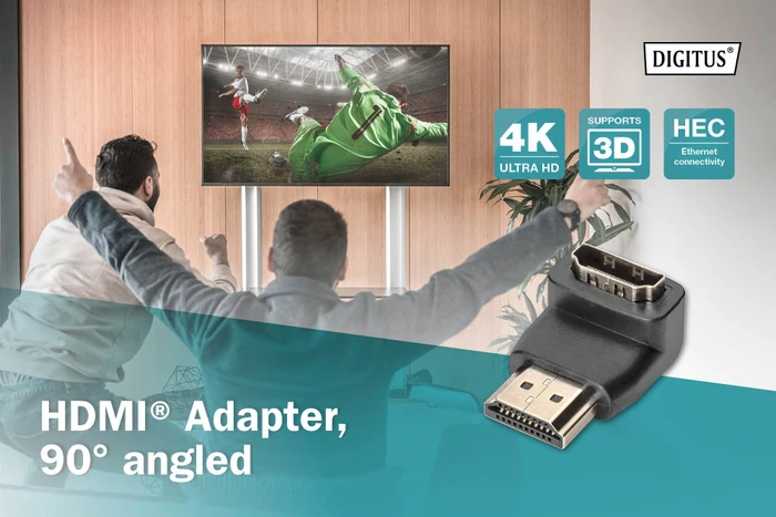 Digitus HDMI Stecker auf HDMI Buchse, 90° gewinkelt, Adapter, 4K60Hz