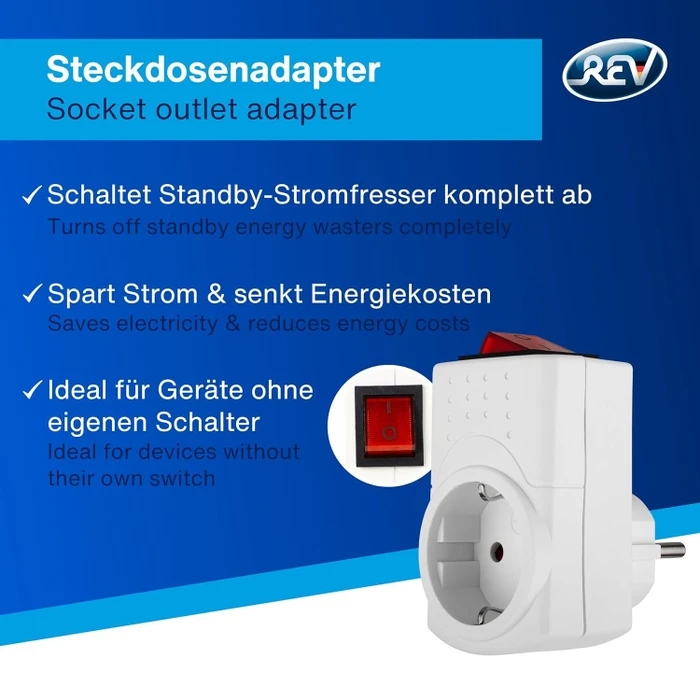REV Ritter Zwischenstecker Steckdose mit Schalter, 1-fach