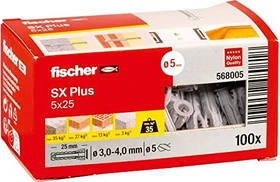 fischer SX Plus 5x25 Spreizdübel, 5x25mm, 100 Stück