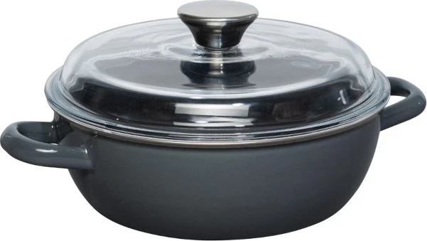 Riess Schmorpfanne hoch mit Glasdeckel 20cm 1.4l dark grey