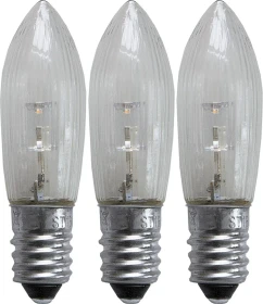 Star Trading Riffelkerze 10-55V LED Ersatzbirne für Weihnachtsbeleuchtung klar E10 0.2W, 3 Stück