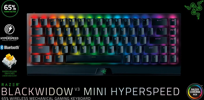 Razer BlackWidow V3 Mini HyperSpeed, Razer YELLOW, USB/Bluetooth, US